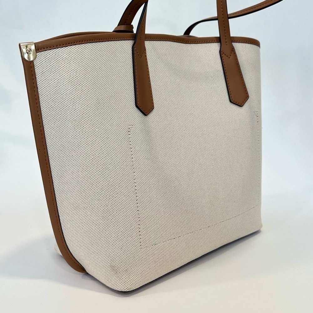 Michael Kors Jane Large Canvas Tote Carryall Bag in Natural - Picture 9 of 13
